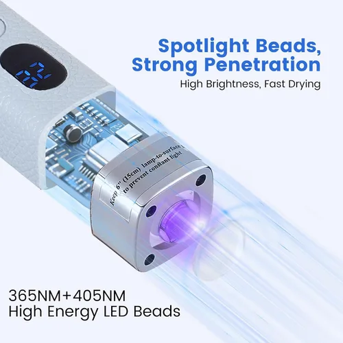 Vista 5 de Quaferen Mini luz UV de mano para uñas de gel con soporte, lámpara de uñas recargable de curación flash con sensor automático, imán de ojo de gato