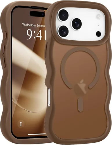 Vista 39 de Pepmune - Funda para iPhone 12 Pro Max con marco ondulado y estructura rígida, color mate claro, cubierta trasera unisex, compatible con Magsafe