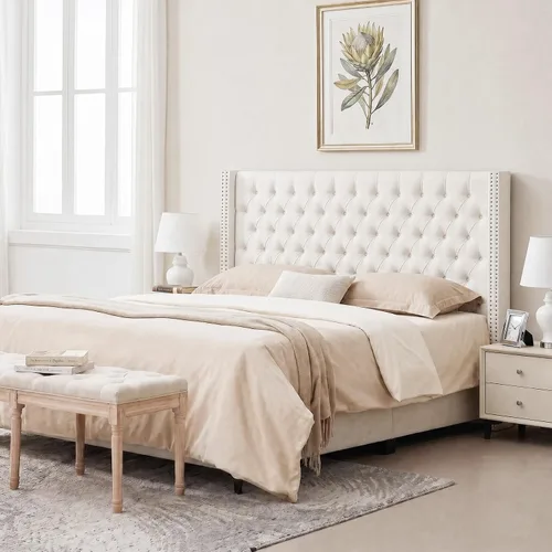 Vista 7 de Madison Park Cabecera tapizada Queen Wingback, con acolchado de esponja de alta densidad, cabecera de altura ajustable, fácil montaje, terciopelo