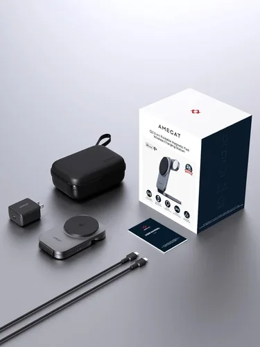 Vista 8 de Estación de carga 3 en 1, soporte de carga inalámbrico plegable con certificación MagFusion Z de 15 W, compatible con MagSafe para iPhone gris