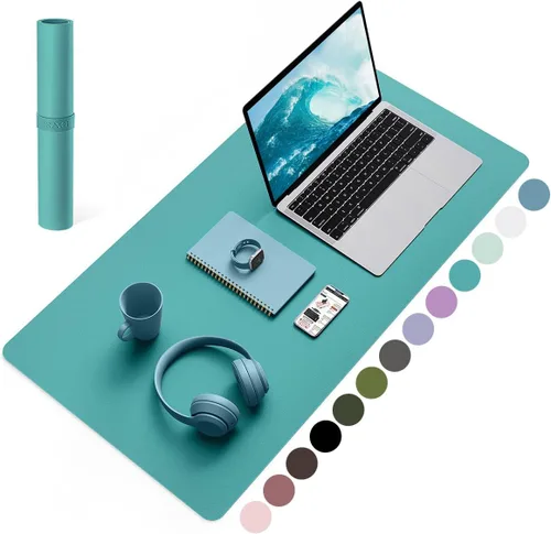 Vista 62 de YSAGi Alfombrilla de Escritorio de Cuero Antideslizante, Alfombrilla de Teclado para Escritorio de Computadora Portátil Impermeable, Protector