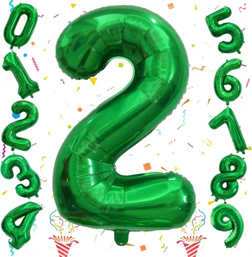 Vista 95 de Globos de Sirena Número 0 de 40 Pulgadas, Juego de Globos de Números Grandes Morado Verde Azulado Arcoíris 0-9, Globos de Números de Papel