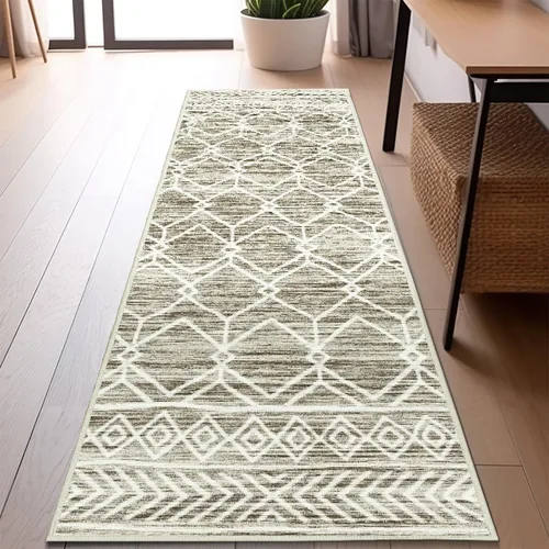 Vista 82 de jinchan - Tapete de pasillo marroquí de 2 x 6 pies con líneas, bohemio, lavable, para cocina, suave, geométrico, de lana sintética, antideslizante