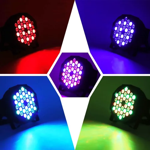 Vista 6 de U`King Paquete de 20 luces LED RGB de 36 LED, 7 canales de luces de fiesta de DJ con control remoto y controlador DMX activadas por sonido
