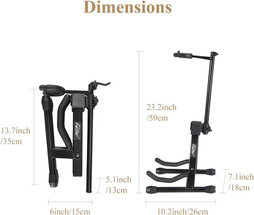 Vista 6 de Eastar Soporte para violín con lazos, soporte para guitarra acústica bajo, mandolina, banjo, soporte portátil y ajustable negro, fácil de instalar