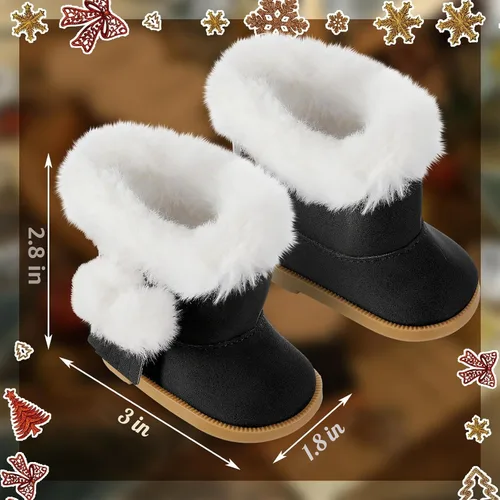 Vista 3 de Bencailor - 3 pares de botas de muñeca de 18 pulgadas, nieve de invierno Negro Blanco Marrón