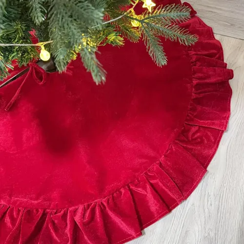 Vista 38 de Falda de Árbol de Navidad de 24 Pulgadas - Falda de Árbol de Piel Sintética Esponjosa Beige Blanca, Decoración Navideña de Felpa de Color Toka