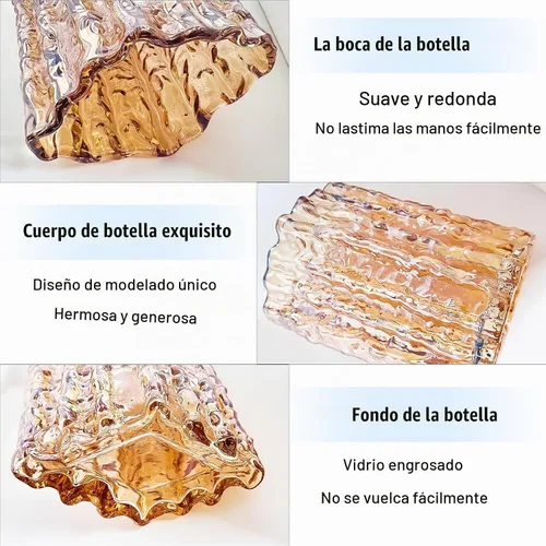 Vista 5 de Aoderun Jarrón de cristal de cristal resistente para mesa de comedor, cocina, oficina, hogar, estante, boda, sala de estar, centros de mesa (ámbar)