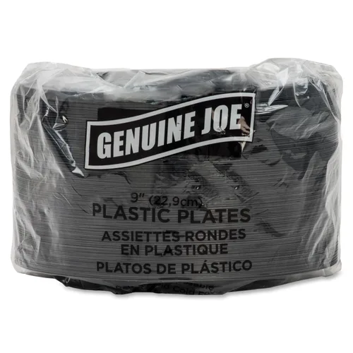 Vista 6 de Genuine Joe GJO10429 - Plato redondo de plástico de 9 pulgadas de diámetro, 125 unidades, color negro