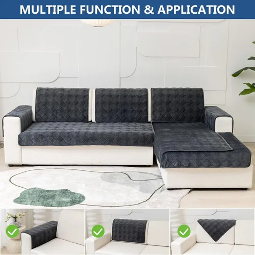 Vista 2 de Eismodra Fundas para reposabrazos, fundas de sofá modular, funda de sofá en forma de L, protector de muebles para perros, gatos, mascotas, diván
