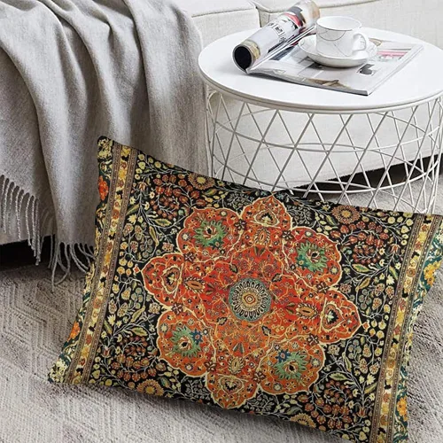 Vista 5 de 10 fundas de almohada de 12 x 20 pulgadas con estampado de mohtashem kashan persa antiguo, fundas de almohada decorativas de terciopelo suave