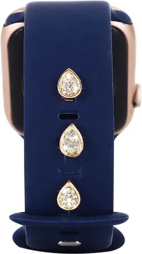 Vista 10 de 3 piezas de clavos decorativos de metal brillante compatibles con Apple Watch Band 45/44/42/41/40/38mm bandas de silicona para mujeres iWatch Series