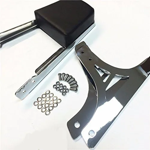 Vista 8 de SMT- Respaldo de llama cromada Sissy Bar con almohadilla de cuero compatible con H-D Softail Flstc Flstf Flstn Flsts FLSTSC FXST FXSTB FXSTS FXSTSB