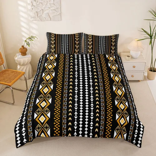 Vista 29 de Erosebridal Bohemian Duvet Cover Twin Country Southwestern Comforter Cover for Kids Teens Boho Aztec Arrows Diamond Bedding Set Black Gray Geometric