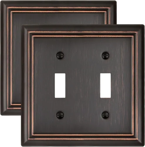 Vista 31 de Juego de 1 placa de pared de metal, bronce envejecido Midsize 1 Toggle 1 Decorator Combo Wall Plate for GFCI Outlets, Light Switches, Ideal for