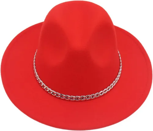 Vista 3 de Faringoto Sombrero Fedora de fieltro de ala ancha de moda para mujer Otoño Invierno Hombres Panamá