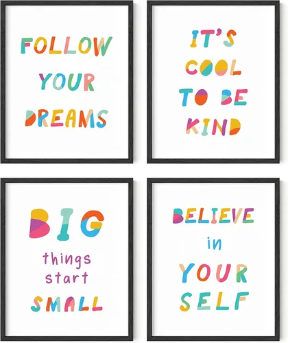 Vista 15 de HAUS AND HUES Citas inspiradoras para niños (marco beige, inspiradoras, 8 pulgadas de largo x 10 de ancho)