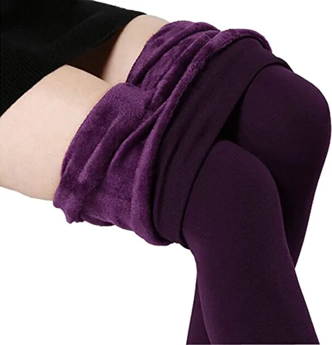 Vista 2 de Romastory - Leggings cálidos de invierno para mujer, elásticos, gruesos, térmicos, con forro polar
