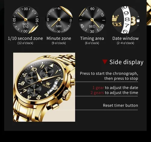 Vista 7 de OLEVS Mens Watches Big Face Watches Stainless Steel Waterproof Date Analog Quartz Watches Fashion Business Chronograph Wrist Watches for Men