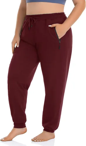 Vista 4 de ZERDOCEAN Pantalones deportivos de talla grande para mujer, pantalones de entrenamiento cónicos, pantalones de descanso, pantalones deportivos