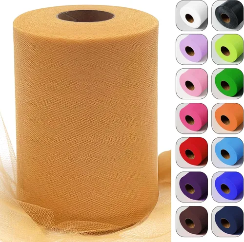 Vista 50 de Rollos de tela de tul verde ácido de 6 pulgadas por 100 yardas (300 pies) Cinta de tul para tutú, falda, envoltorio de regalo, decoración de boda