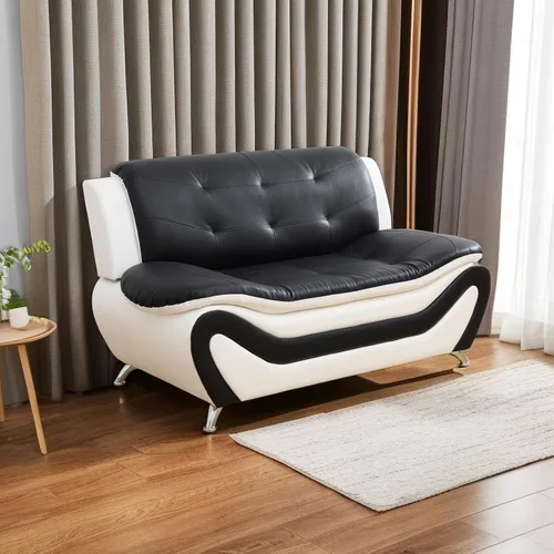 Vista 21 de A Ainehome Moderno juego de muebles de sala de estar de piel sintética, sofá modular de 6 asientos con sofá biplaza y silla (negro)
