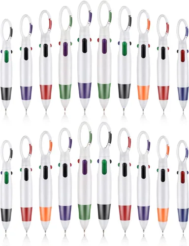 Vista 8 de Bolígrafos retráctiles, 12 bolígrafos multicolor 4 en 1 de 0.039 pulgadas con clip de mosquetón, bolígrafos de regalo para oficina, suministros