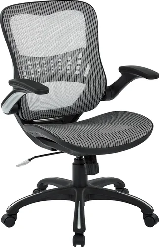 Vista 14 de Silla de invitados Space Seating con asiento acolchado de piel ecológica, respaldo transpirable en color negro, brazos fijos y soporte lumbar, Tela