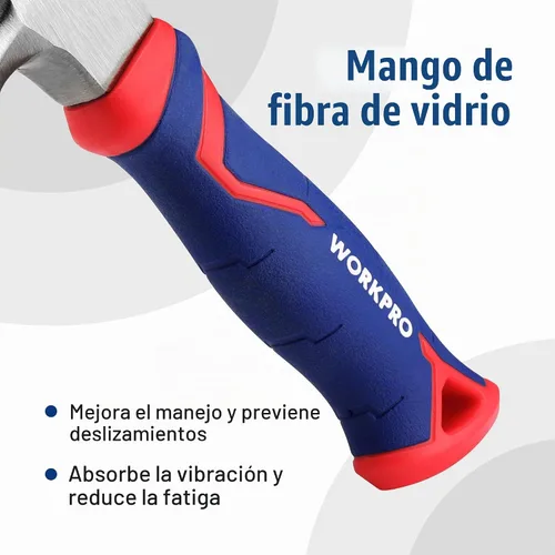 Vista 5 de WORKPRO Martillo de garra de 8 onzas con mango de fibra de vidrio, martillo multiusos con cabeza de acero endurecido forjado Forged Hardened Steel
