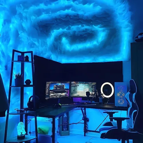 Vista 2 de Luz de Nube Multicolor con Rayos Cambiantes, Luz LED 3D de Nube de Tormenta de Algodón con Rayos, Luz Nocturna de Ambiente Colorida, Luces de Nube