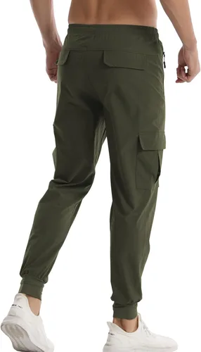 Vista 3 de Surenow Pantalones deportivos ligeros para hombre, de secado rápido, pantalones de senderismo para entrenamiento, pantalones deportivos para hombre