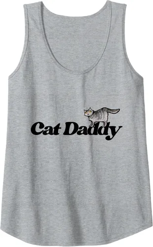 Vista 4 de Cat Daddy Funny Cat Dad Camiseta sin mangas, Blanco, S