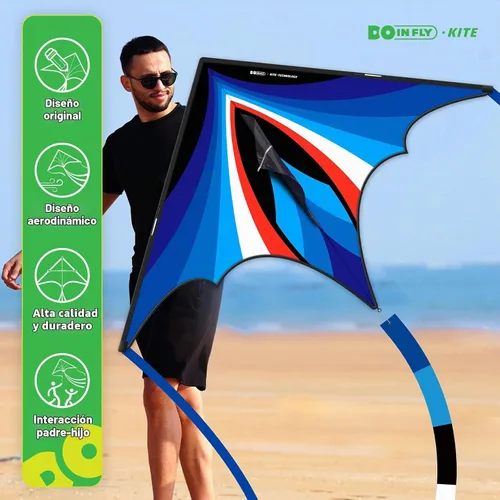 Vista 2 de Cometa en Forma de Triángulo - Fácil de Controlar, con un Diseño Llamativo, es Perfecta para Entretenimiento al Aire Libre y Adecuada
