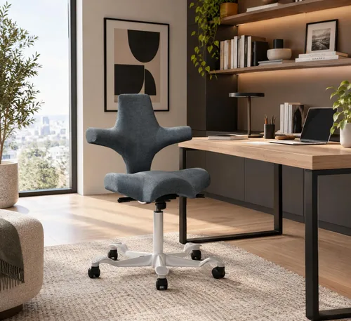 Vista 47 de HAG Capisco - Silla Sit to Stand con marco plateado, tapizada, color verde brillante Verde (Bright Green)
