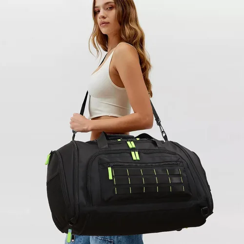Vista 8 de Bolsa de gimnasio para hombres y mujeres, bolsa de viaje deportiva de 46 litros con compartimento para zapatos, bolsa de transporte expandible