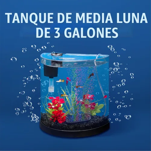 Vista 3 de Pecera Tetra 29041 de media luna con burbujas, de 3 galones