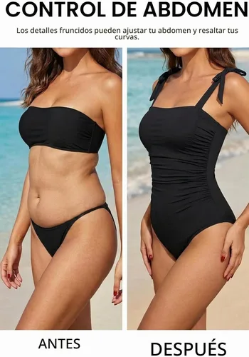 Vista 5 de Trajes de baño de una pieza para mujer, trajes de baño adelgazantes Negro