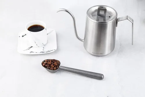 Vista 8 de Easyworkz Diego - Cafetera de café expreso para estufa, 4 tazas, 6.8 onzas, con mango largo hueco de acero inoxidable, cuchara medidora de 0.27