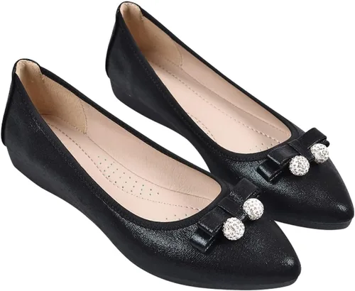 Vista 2 de Zapatos planos de ballet para mujer, plegables, brillantes, cómodos, zapatos planos elegantes para mujer