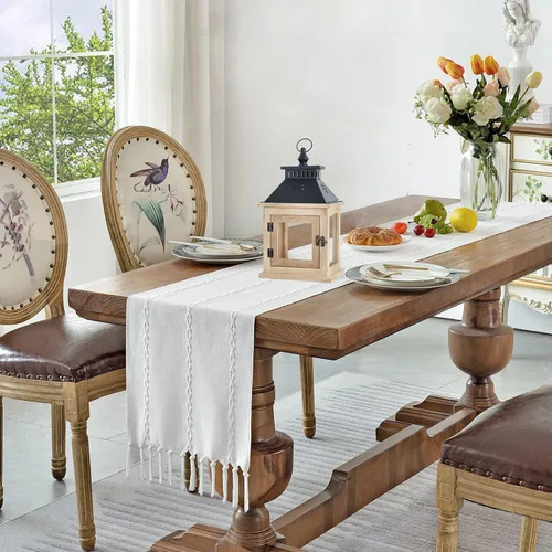 Vista 5 de NEEDOMO Farol de vela de madera de 13 pulgadas para interiores, centro de mesa grande decorativo al aire libre, candelabros rústicos colgantes