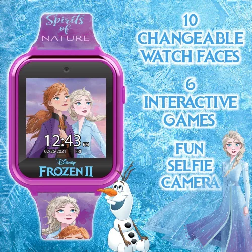 Vista 2 de Accutime Reloj inteligente Disney Frozen para niños con cámara para niños y bebés - Reloj inteligente interactivo para niños y niñas