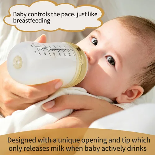 Vista 7 de Kair Silicone Anti-Colic Baby Bottle Set Slow Flow 8oz for 3-6M M Nipple