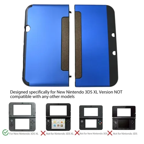 Vista 4 de Funda protectora con carcasa rígida compatible con Nintendo 3DS XL LL, a prueba de polvo y a prueba de golpes - Azul