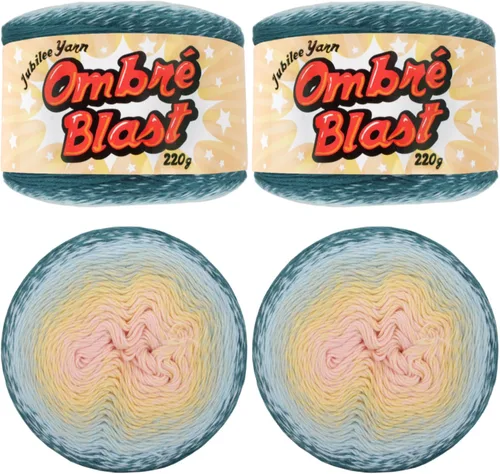 Vista 39 de JubileeYarn - Hilo Ombré Blast (7.76 oz/torta de algodón para bebé, 1 torta)