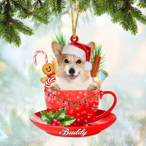 Vista 22 de Alaskan Malamute - Adorno de tetera de perro sentado en una tetera de Navidad, adorno de Navidad con nombre personalizado, adorno de automóvil