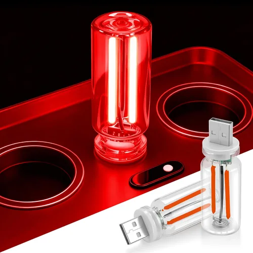 Vista 8 de 2PCS Luces LED USB de noche para automóvil, lámpara retro para decoración de atmósfera automotriz, luces de ajuste táctil interior del automóvil