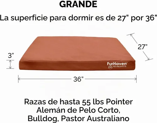 Vista 3 de Furhaven - Funda de repuesto para cama de perro, resistente al agua, con logo estampado, Oxford Polycanvas, lavable - Castaño, L
