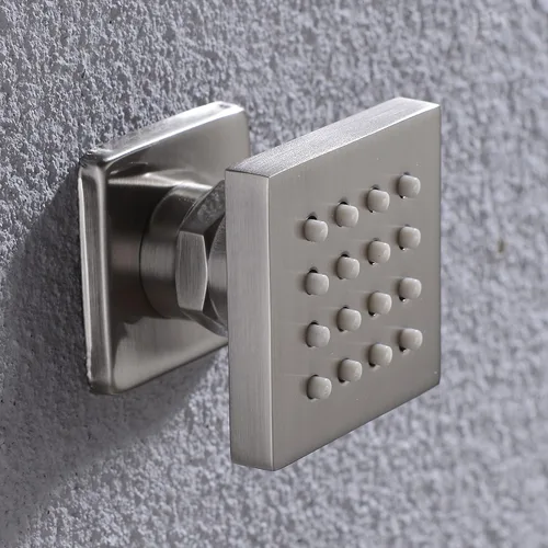 Vista 7 de Chorro de ducha de latón macizo con chorro de ducha ajustable para masaje lateral de spa, juego de ducha montado en la pared, acabado cuadrado