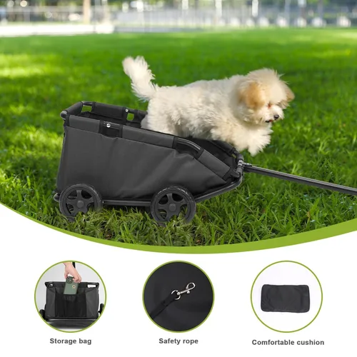 Vista 5 de Mini cochecitos para perros para mini mascotas, carritos de compras multifuncionales plegables con mango extensible, cojín integrado y cuerda