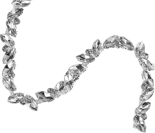 Vista 25 de uxcell Borde de cadena de diamantes de imitación de 1 yarda, aplique de cadena de cristal brillante de 0.394 pulgadas para costura, joyería